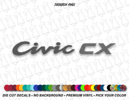 Civic CX Rear Badge Decal for EG 92-95 Honda Civic - Evergreen Kings - Decals