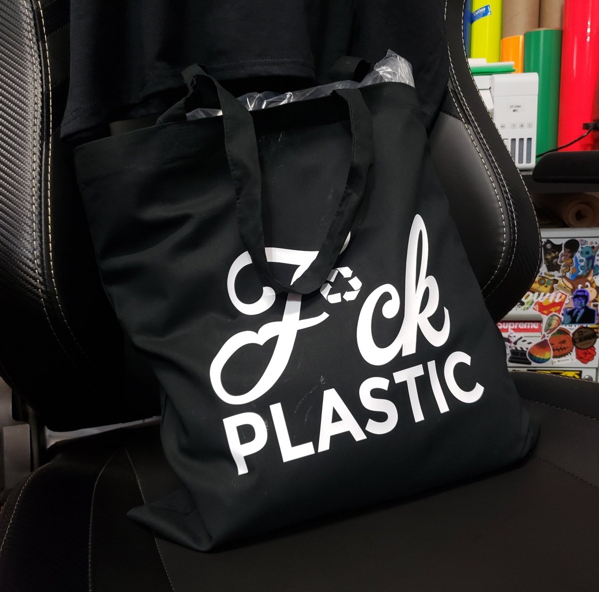 F*ck Plastic Reusable Tote Bag - 100% Cotton - Evergreen Kings - Tote Bag