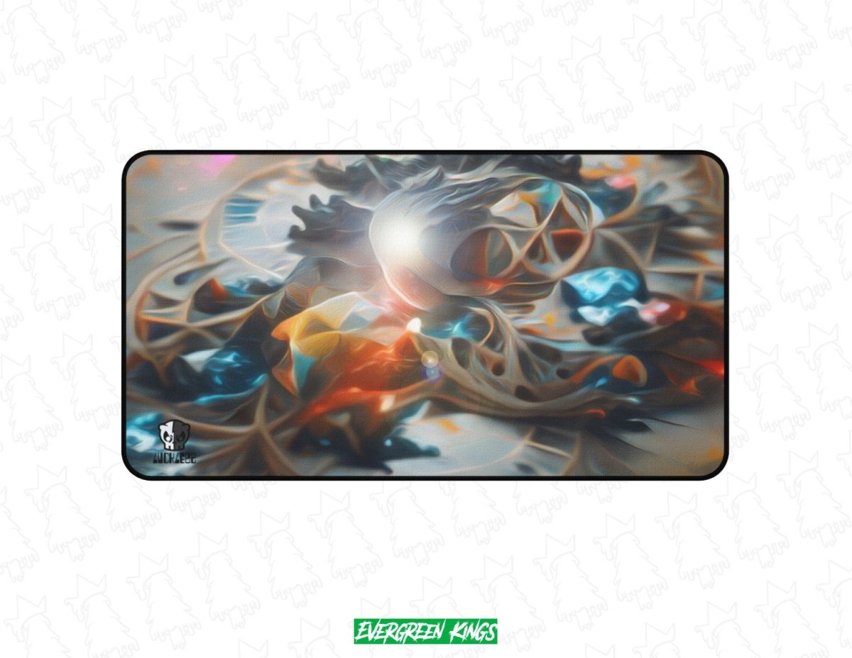 Official 0xLuckless Collision of Space & Time NFT Desk Mat - Evergreen Kings - Home Decor