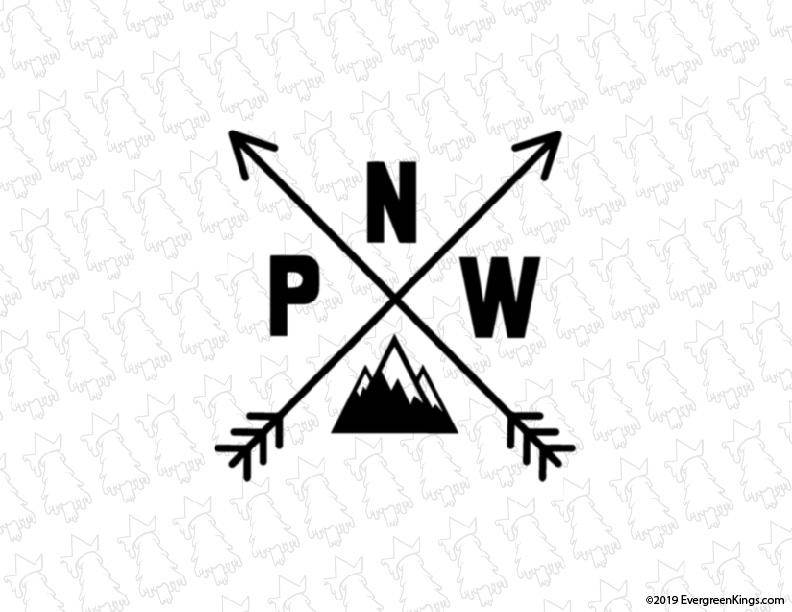 PNW Pacific Northwest - Die Cut Outdoor Color Window Decal - Pick you size