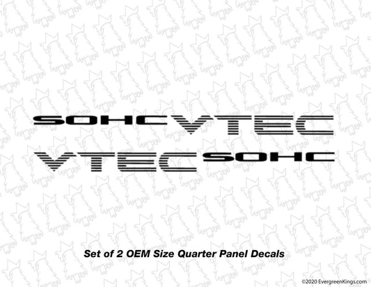 SOHC Vtec Decal Set for 92-00 Honda Civic, CRX, Del Sol - Evergreen Kings - Decals