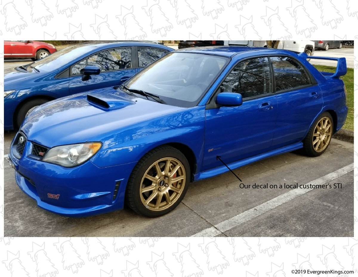 WRX STI Door Decals - Short Version - Evergreen Kings - Vehicle Decals